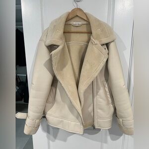 Topshop Aviator Jacket | Cream